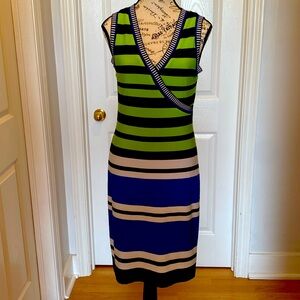 Striped Green and Blue Sleeveless Dress